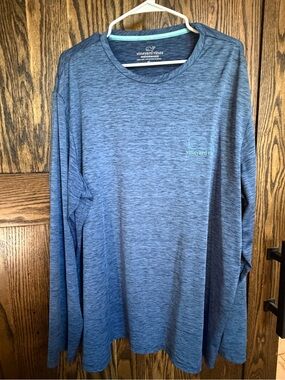 Vineyard Vines Men's Heather Blue Long-Sleeve Performance Tee